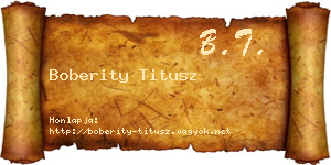 Boberity Titusz névjegykártya